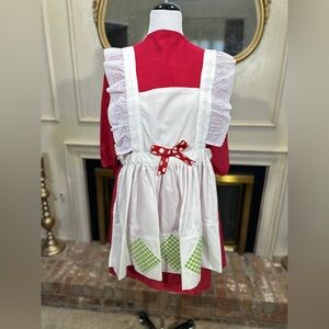 Handmade Red Polka Dot Pinafore Dress XL/2XL Strawberry Costume Velcro Back